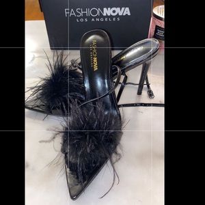 Feather detail sandal heel